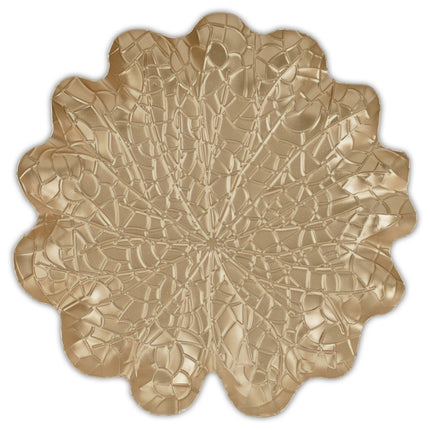 12" Gold Metal Handmade Leaf Trinket Tray