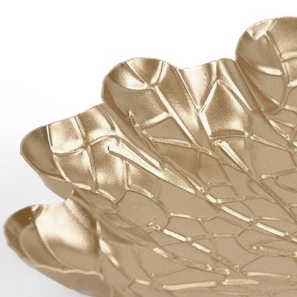 10" Gold Metal Handmade Leaf Trinket Tray