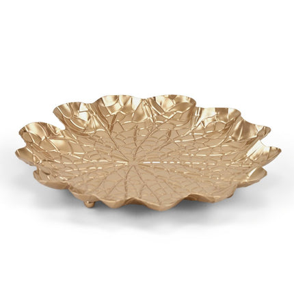10" Gold Metal Handmade Leaf Trinket Tray