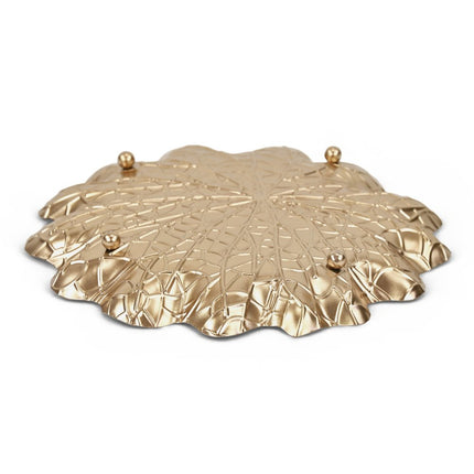 10" Gold Metal Handmade Leaf Trinket Tray