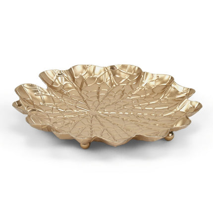 8" Gold Metal Handmade Leaf Trinket Tray