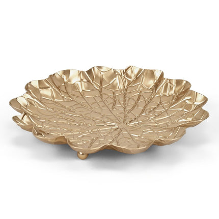 8" Gold Metal Handmade Leaf Trinket Tray