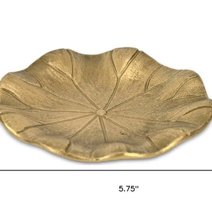6" Gold Cast Iron Handmade Leaf Trinket Tray