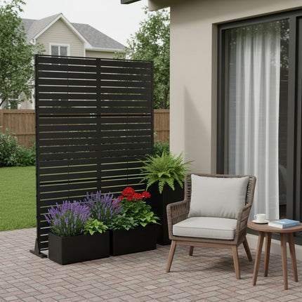 72" Black Metal Six Panel Screen Room Divider