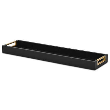 24" Black Solid Wood Handmade Vanity Tray With Handles