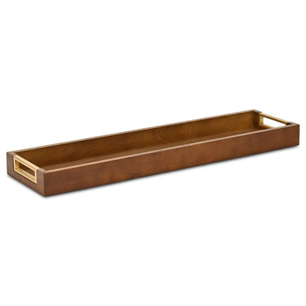 24" Brown Solid Wood Handmade Vanity Tray With Handles