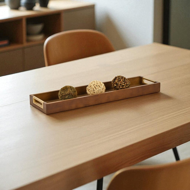 24" Brown Solid Wood Handmade Vanity Tray With Handles