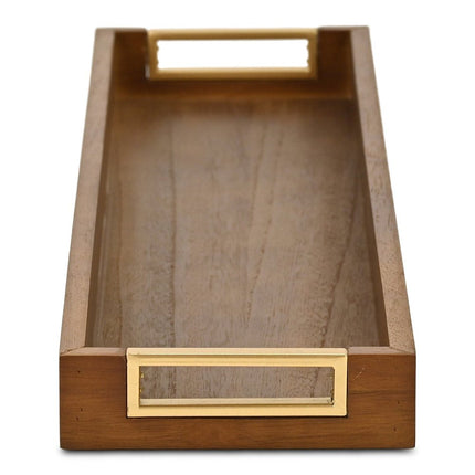 24" Brown Solid Wood Handmade Vanity Tray With Handles