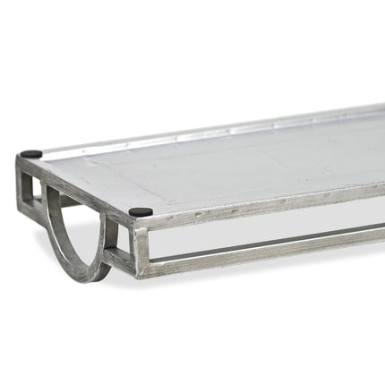 32" Silver Mirrored Glass Handmade Vanity Tray With Handles