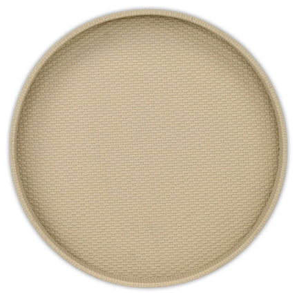 15" Taupe Faux Wicker Round Serving Tray