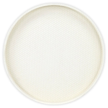 15" White Faux Wicker Round Serving Tray
