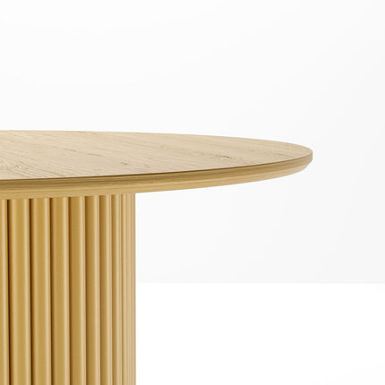 60" Natural Wood Pedestal Base Round Top Dining Table