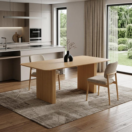 67" Natural Wood Double Pedestal Base Dining Table