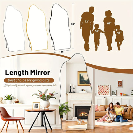 Full-Length Mirror with Stand - Adjustable Standing Floor Mirror with Large Pane,