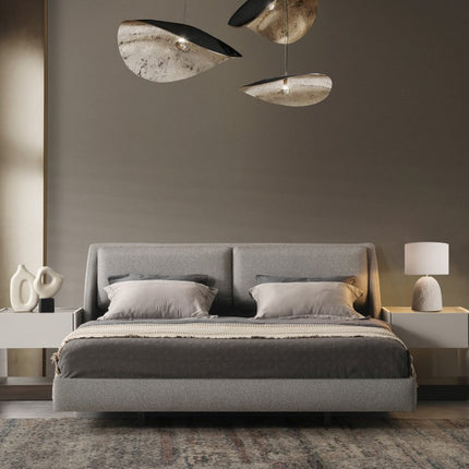 Gray Linen Upholstered Upholstered King Bed Frame