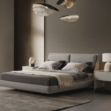 Gray Linen Upholstered Upholstered King Bed Frame