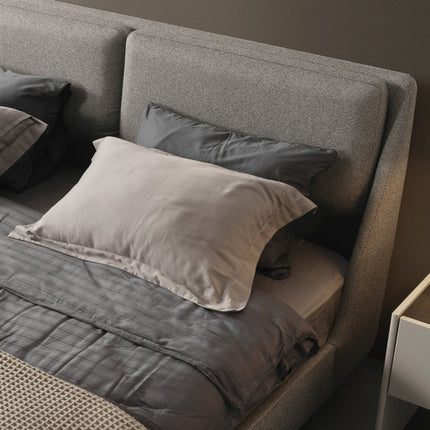 Gray Linen Upholstered Upholstered King Bed Frame