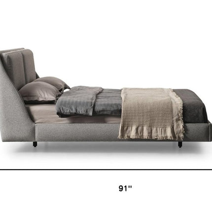 Gray Linen Upholstered Upholstered King Bed Frame
