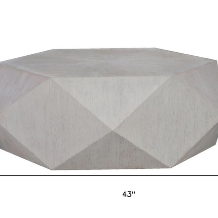 50" Gray Wood Hexagon Distressed Block Coffee Table