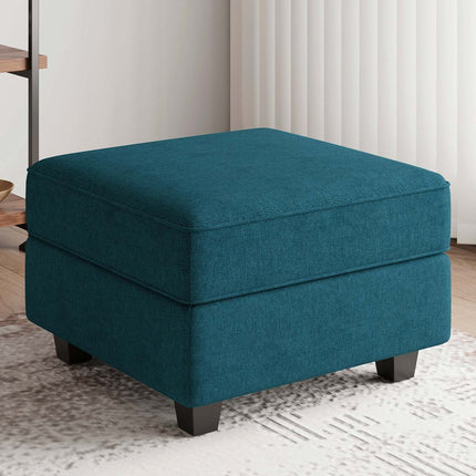 26" Blue and Black Velvet Storage Ottoman