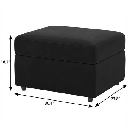 30" Black Velvet Storage Ottoman