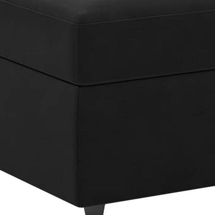 30" Black Velvet Storage Ottoman