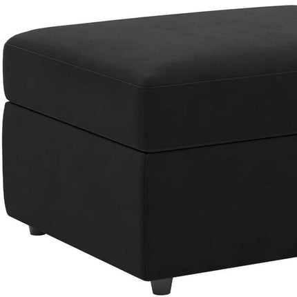 30" Black Velvet Storage Ottoman