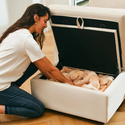 30" Black Velvet Storage Ottoman