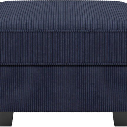 26" Blue and Black Velvet Storage Ottoman