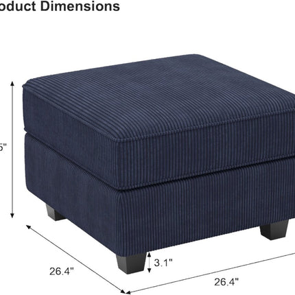26" Blue and Black Velvet Storage Ottoman