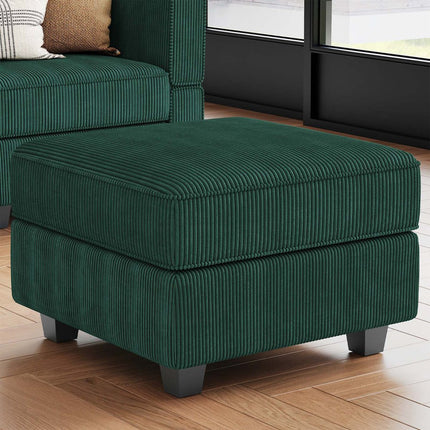 26" Blue and Black Velvet Storage Ottoman