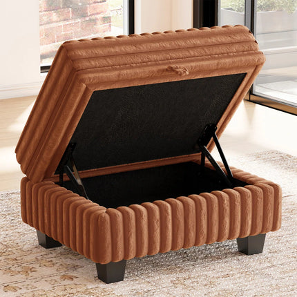 30" Black Faux Fur Storage Ottoman