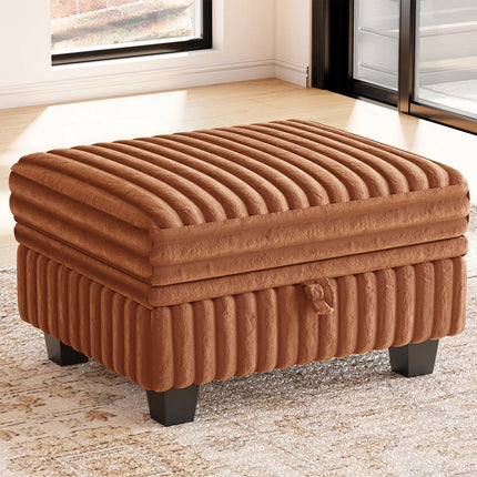 30" Black Faux Fur Storage Ottoman