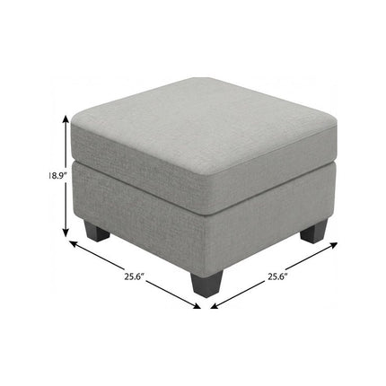 26" Gray and Black Chenille Storage Ottoman