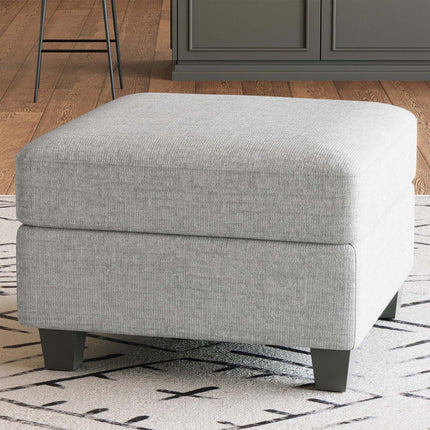 26" Gray and Black Chenille Storage Ottoman