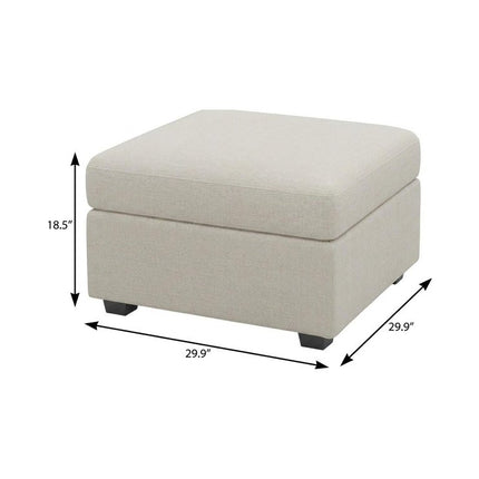 30" Beige and Black Chenille Storage Ottoman