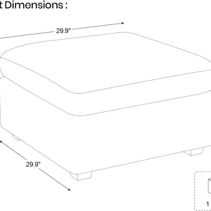 30" Beige and Black Chenille Storage Ottoman