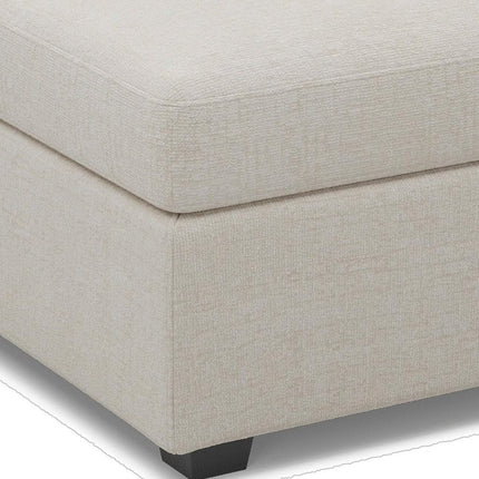 30" Beige and Black Chenille Storage Ottoman