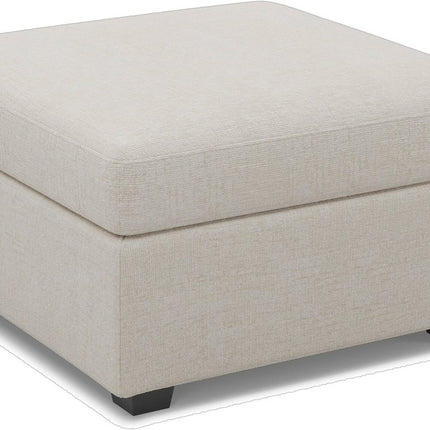 30" Beige and Black Chenille Storage Ottoman