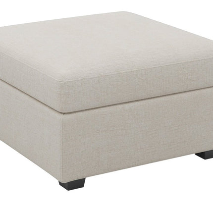 30" Beige and Black Chenille Storage Ottoman