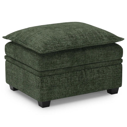 30" Beige and Black Chenille Storage Ottoman