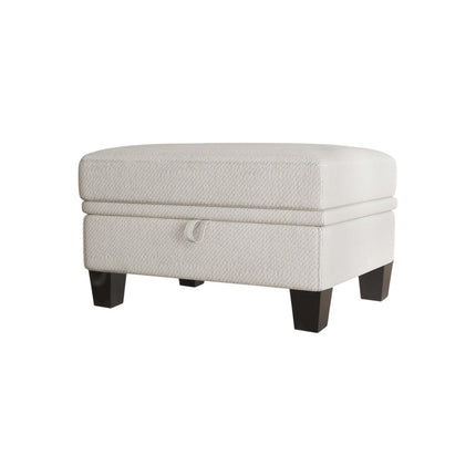 29" Beige and Black Chenille Storage Ottoman
