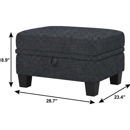 29" Gray and Black Chenille Storage Ottoman