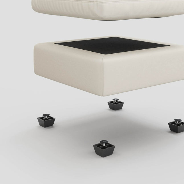 32" Beige and Black Velvet Ottoman