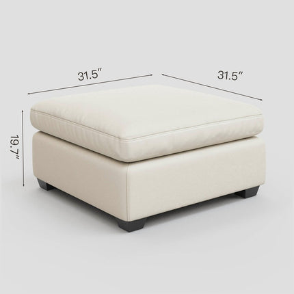 32" Beige and Black Velvet Ottoman