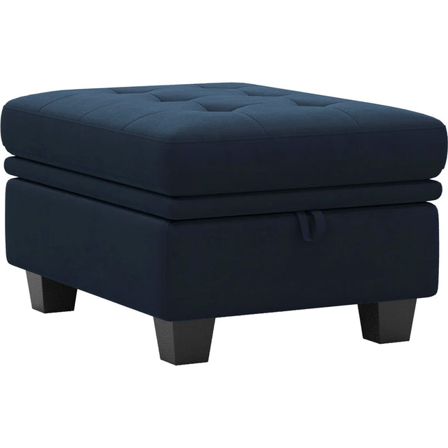 32" Gray and Black Velvet Tufted Storage Ottoman