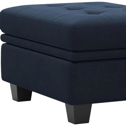 32" Gray and Black Velvet Tufted Storage Ottoman