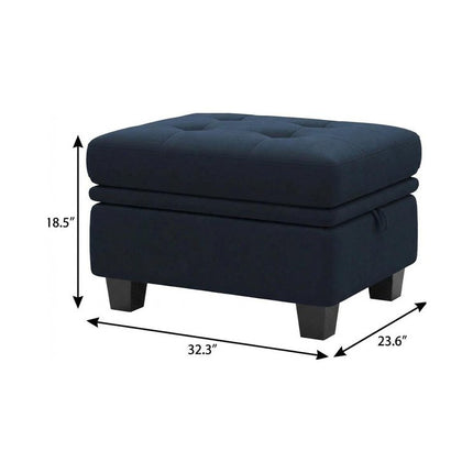 32" Gray and Black Velvet Tufted Storage Ottoman
