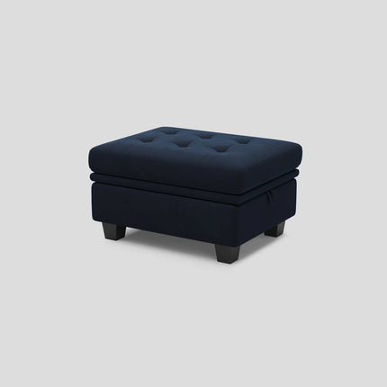 32" Gray and Black Velvet Tufted Storage Ottoman
