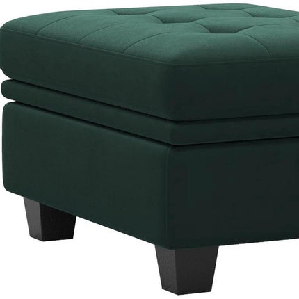 32" Gray and Black Velvet Tufted Storage Ottoman